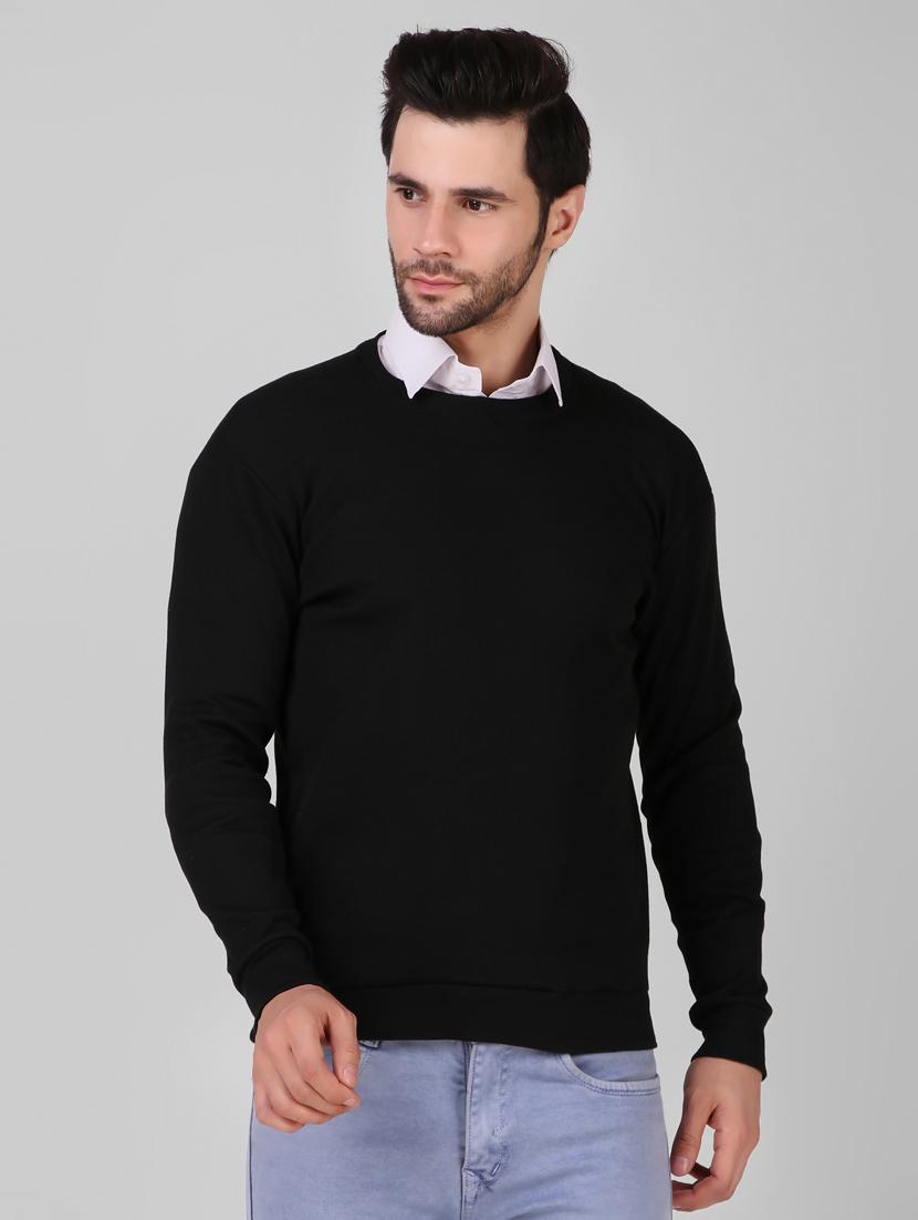 black solid crew neck pullover - 19745786 - Zoom Image - 0