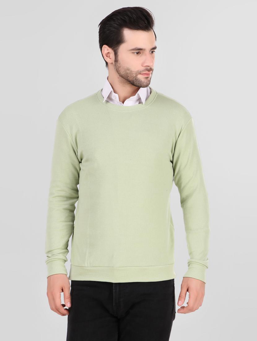 light green solid crew neck pullover - 19745789 - Zoom Image - 0