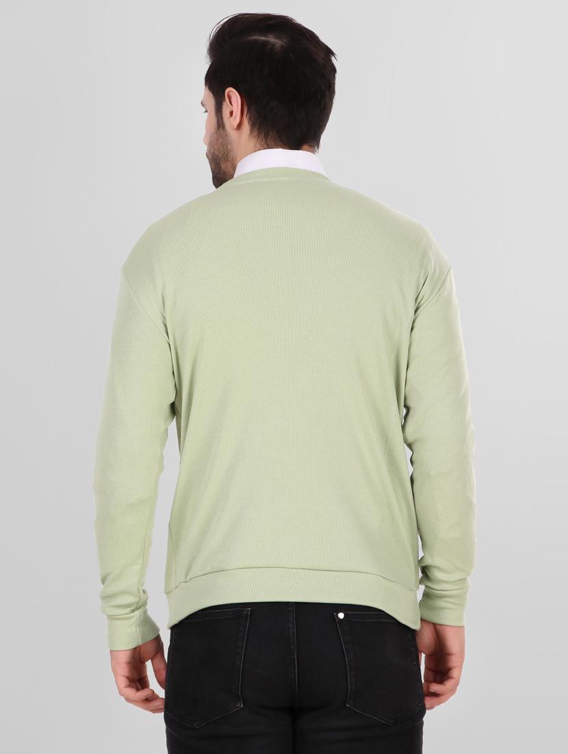 light green solid crew neck pullover - 19745789 - Standard Image - 3