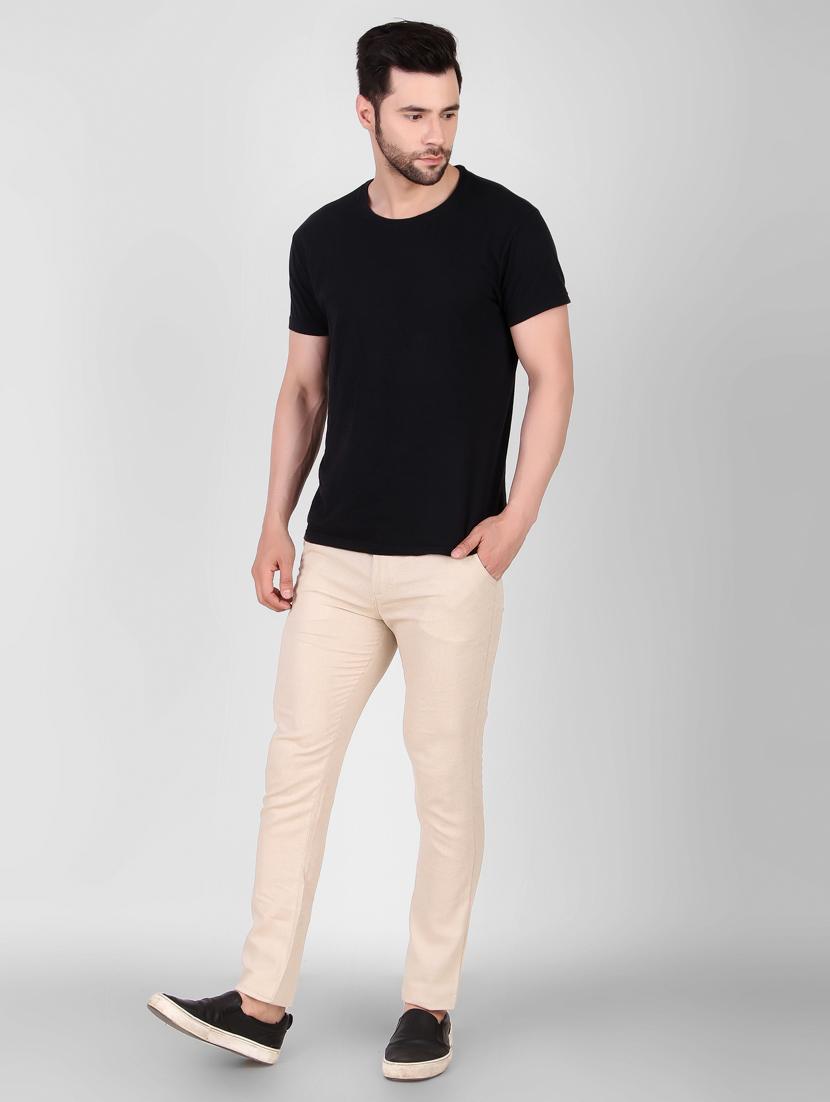beige solid flat front full length trouser - 19747521 - Standard Image - 3
