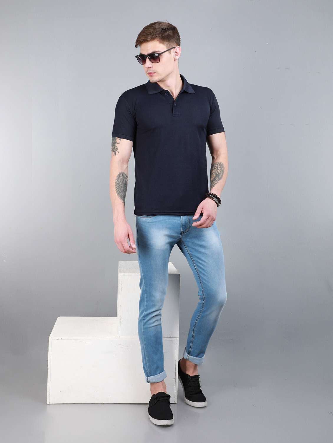 solids cotton polo t-shirt - 19748973 -  Standard Image - 3