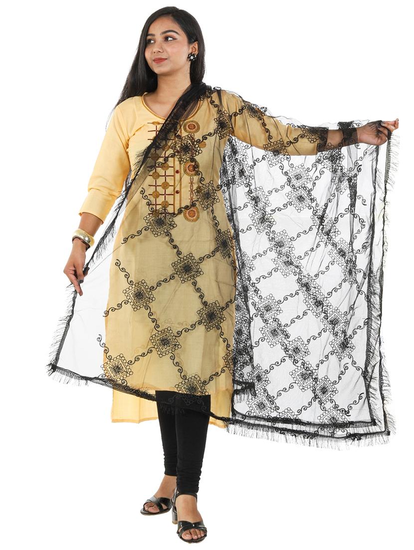 self design embroidered dupatta - 19749602 - Zoom Image - 0