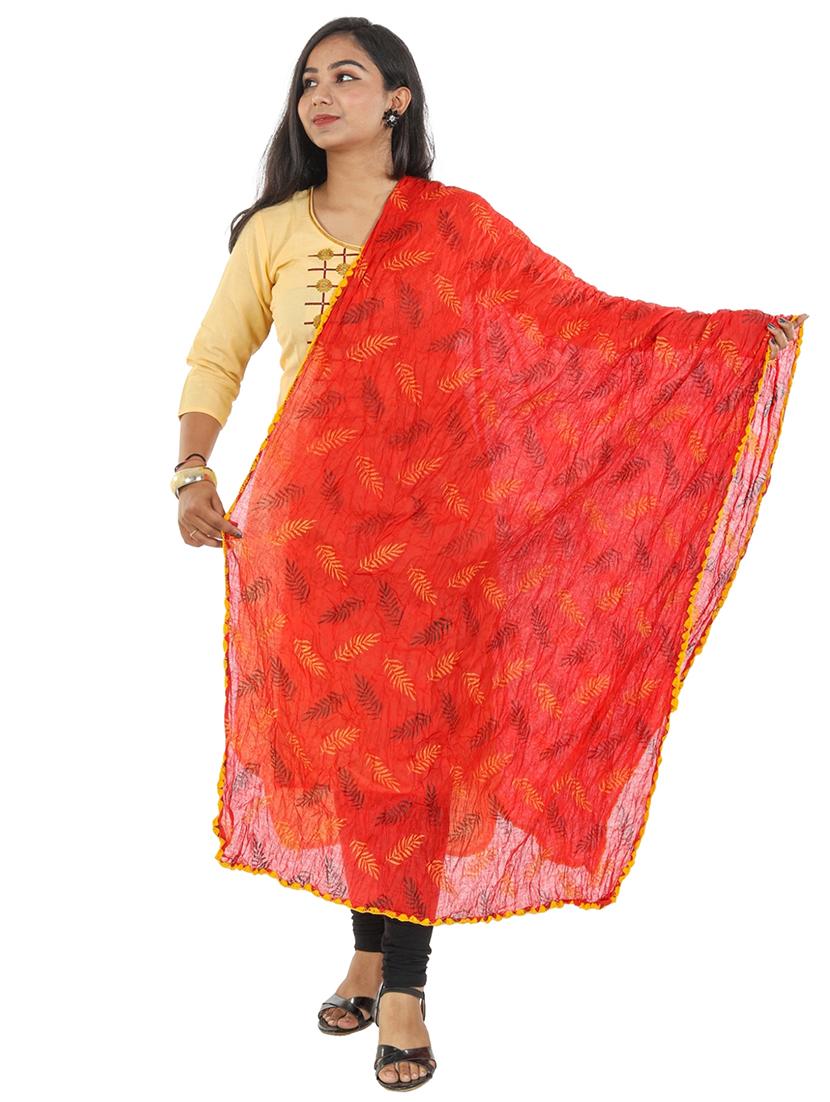 red cotton dupatta - 19749627 - Zoom Image - 0