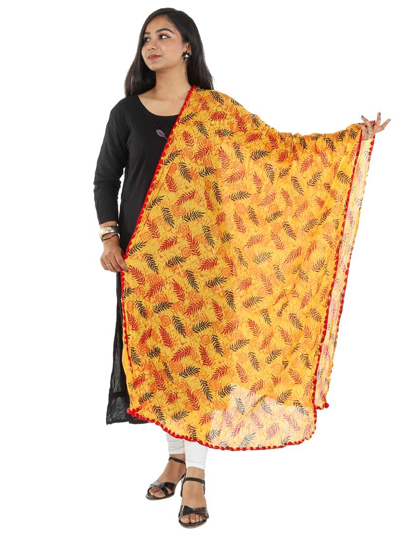 yellow cotton dupatta - 19749628 - Zoom Image - 0