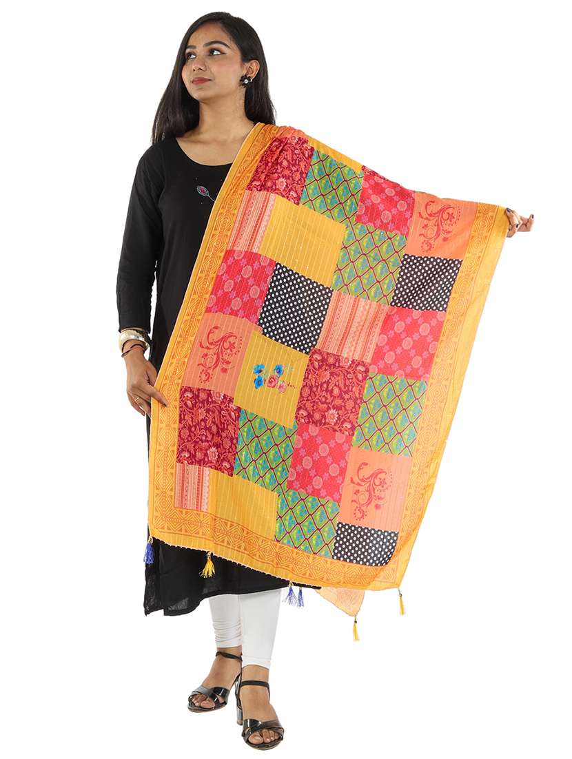 yellow chanderi dupatta - 19749721 -  Zoom Image - 0