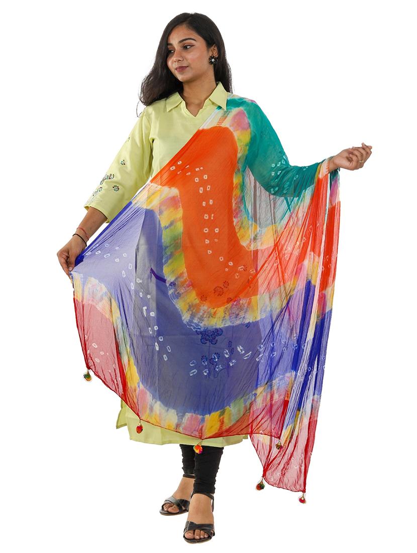 multi colored bandhani dupatta - 19749727 - Zoom Image - 0