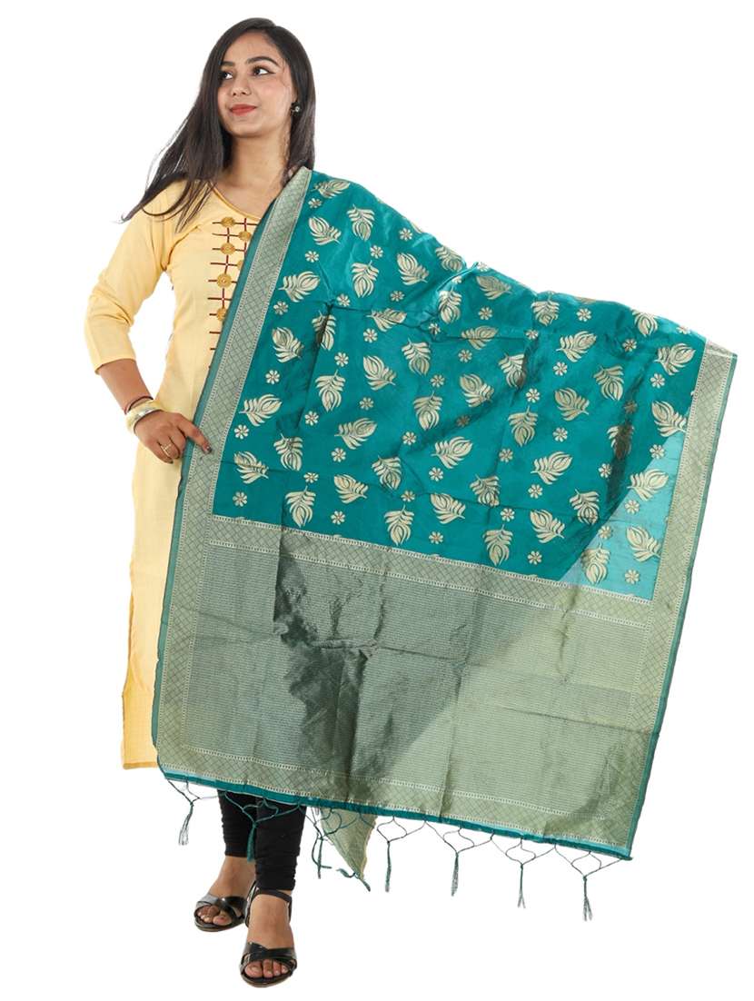 teal banarasi dupatta - 19749737 -  Zoom Image - 0