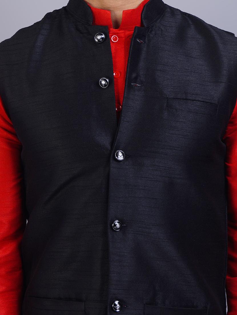 men mandarin collar solid kurta pyjama set with nehru jacket - 19750153 - Standard Image - 5