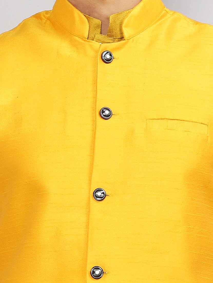 men mandarin collar solid kurta pyjama set with nehru jacket - 19750168 - Standard Image - 3