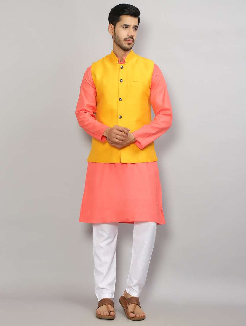 kurta pyjama with jacket ethnic wear set - 19750197 -  Zoom Image - 0