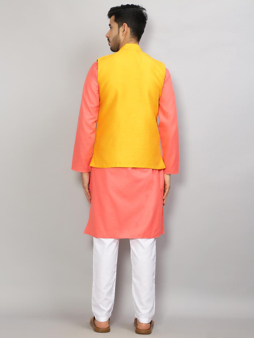 kurta pyjama with jacket ethnic wear set - 19750197 - Standard Image - 3