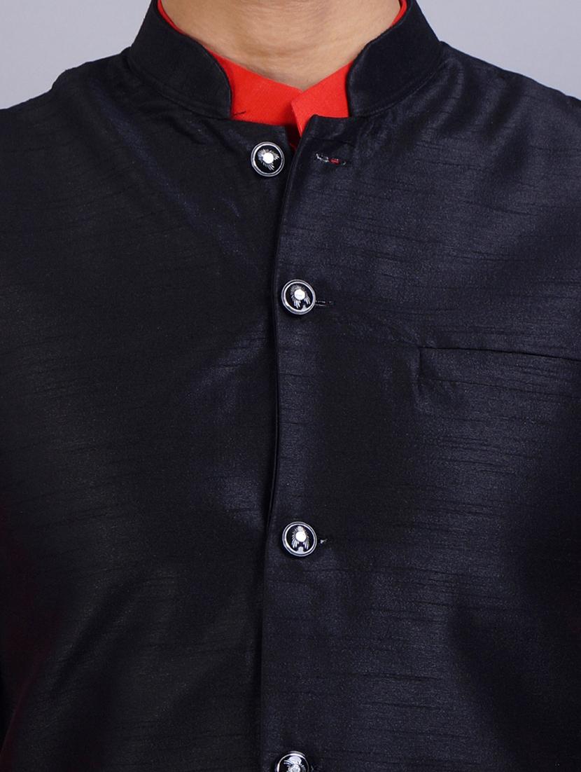 black silk nehru jacket - 19750255 - Standard Image - 5