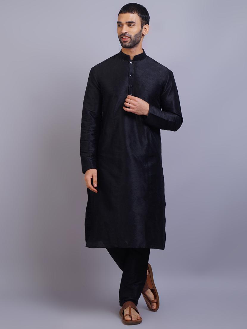 men mandarin collar solid kurta pyjama set - 19753417 - Zoom Image - 0