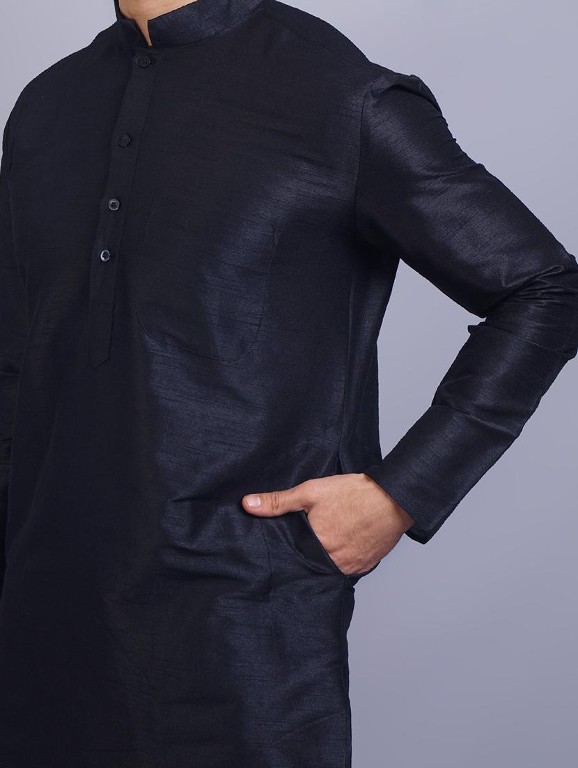 men mandarin collar solid kurta pyjama set - 19753417 - Standard Image - 3