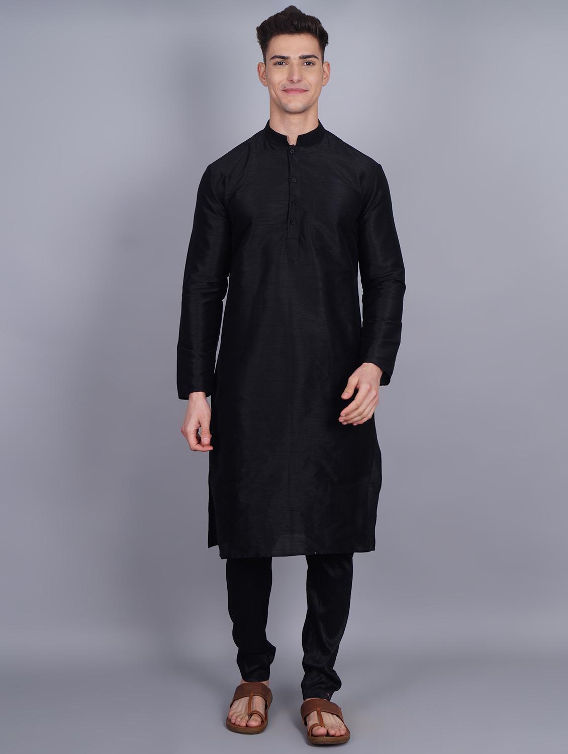 men mandarin collar solid kurta pyjama set - 19753425 - Zoom Image - 0