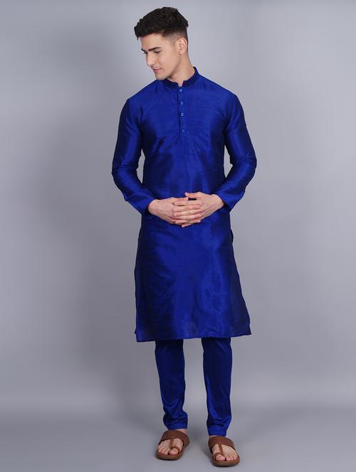 men mandarin collar solid kurta pyjama set - 19753427 - Standard Image - 0