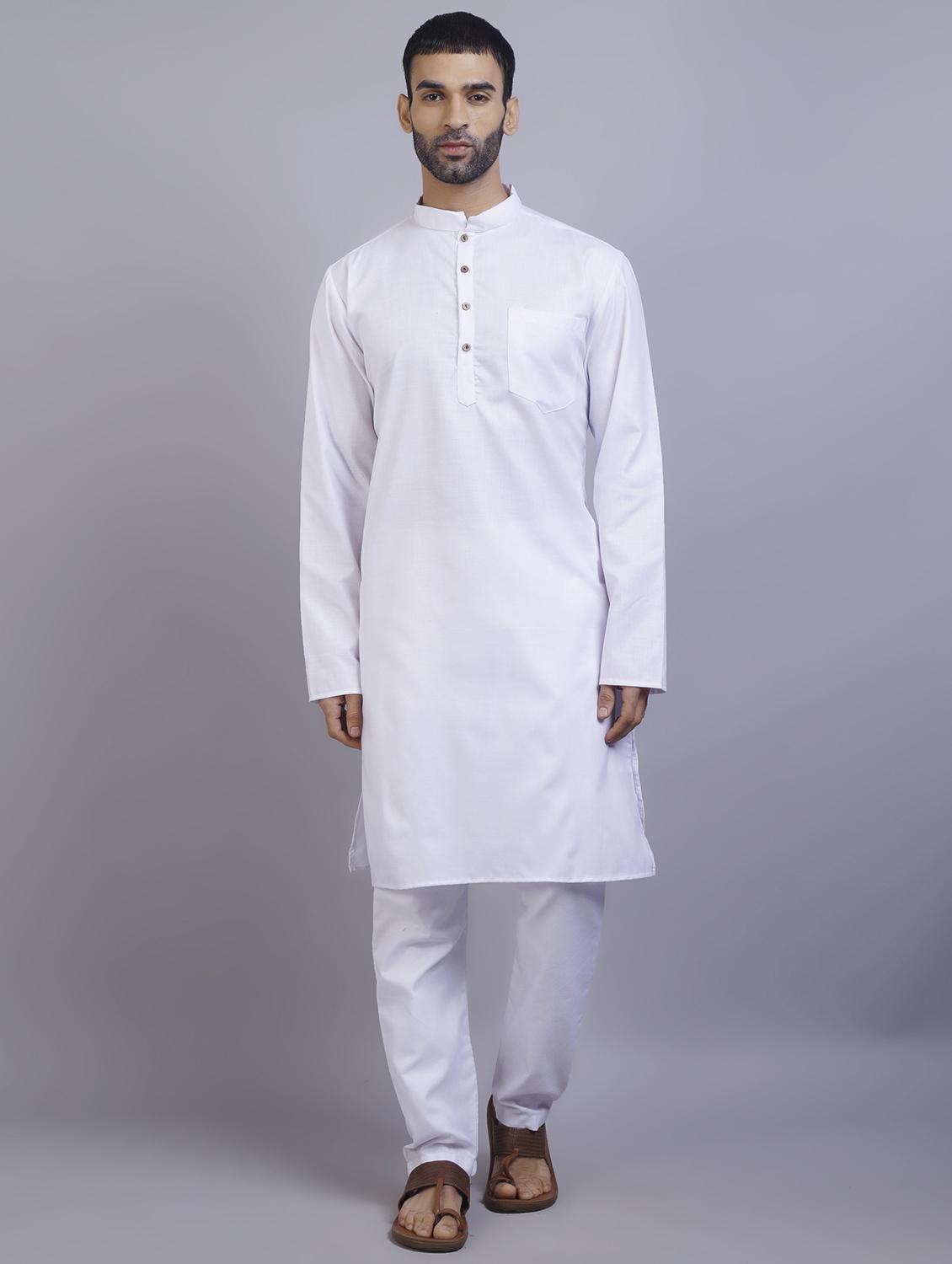 men mandarin collar solid kurta pyjama set - 19753435 - Zoom Image - 0