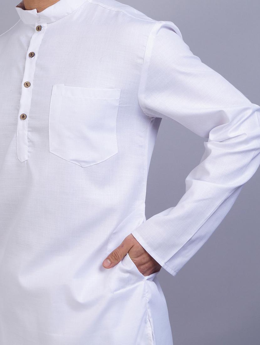 men mandarin collar solid kurta pyjama set - 19753435 - Standard Image - 3