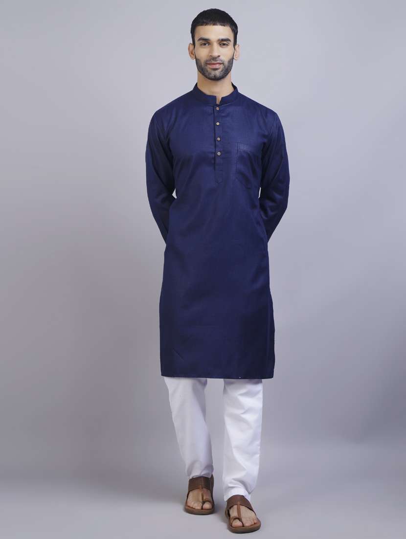 navy blue kurta pyjama ethnic wear set - 19753455 -  Zoom Image - 0