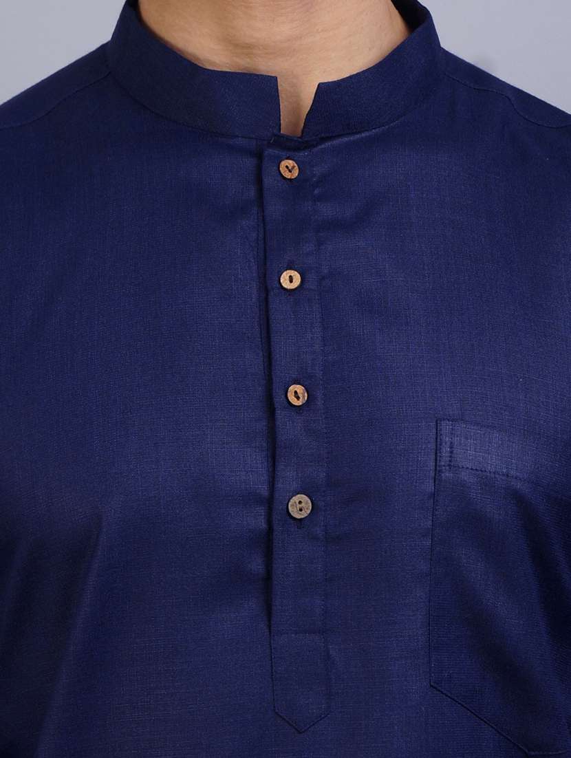navy blue kurta pyjama ethnic wear set - 19753455 - Standard Image - 5