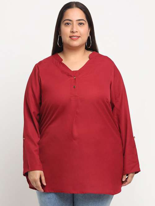 women plus size mandarin neck top - 19753554 -  Standard Image - 0