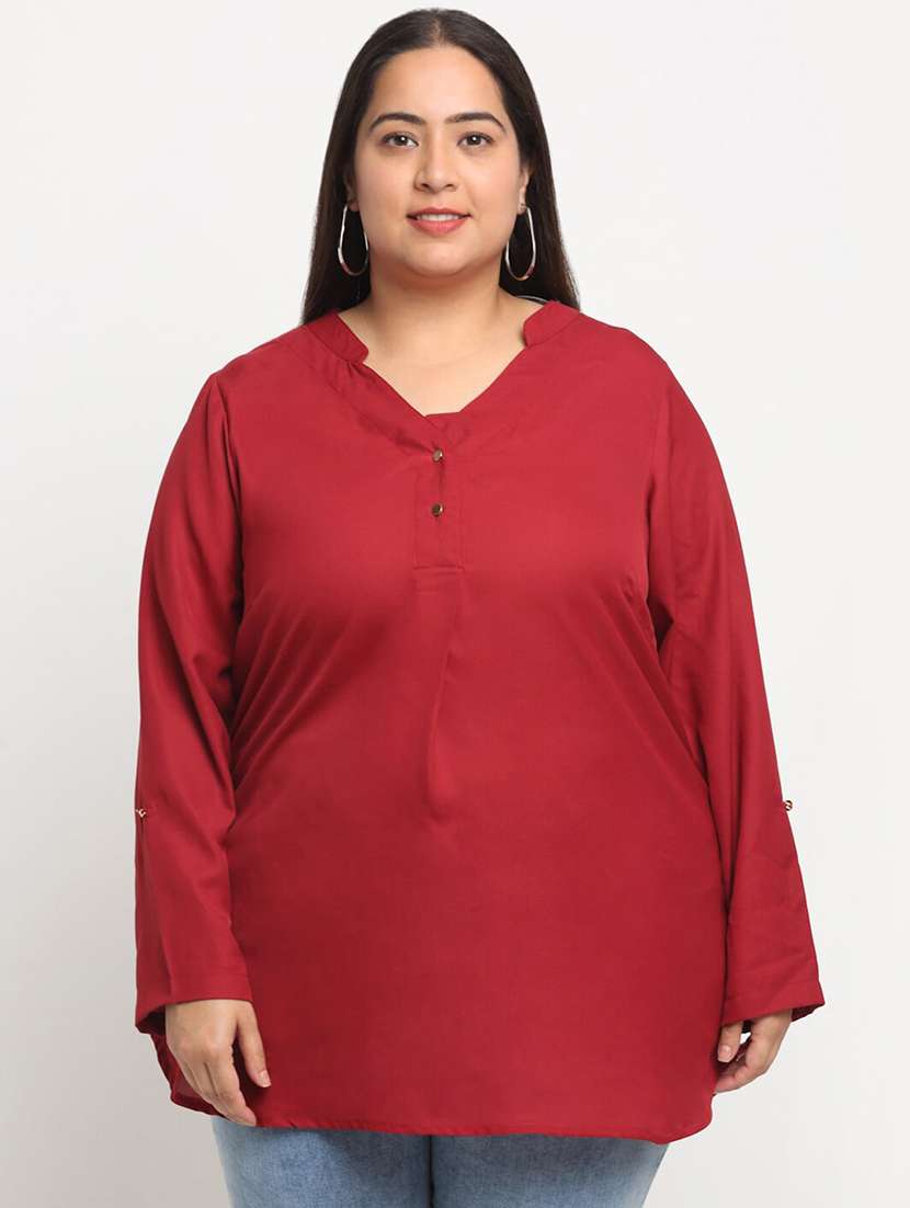 women plus size mandarin neck top