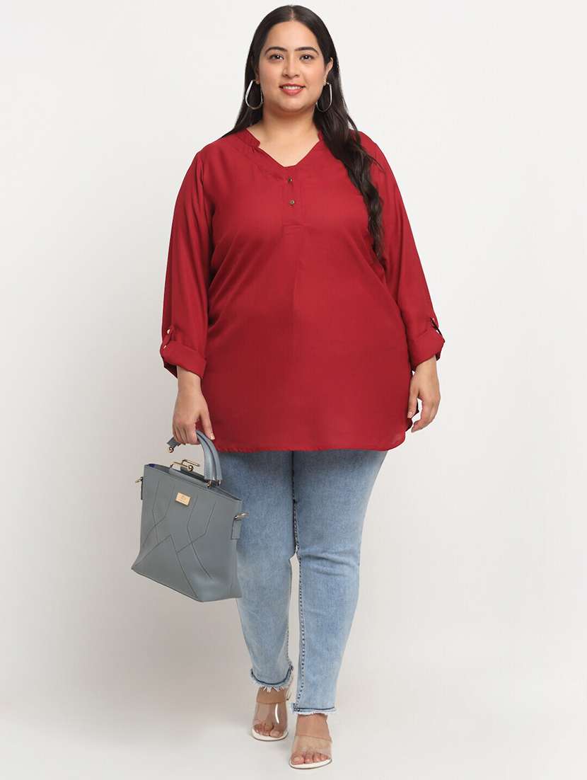 women plus size mandarin neck top - 19753554 -  Standard Image - 3