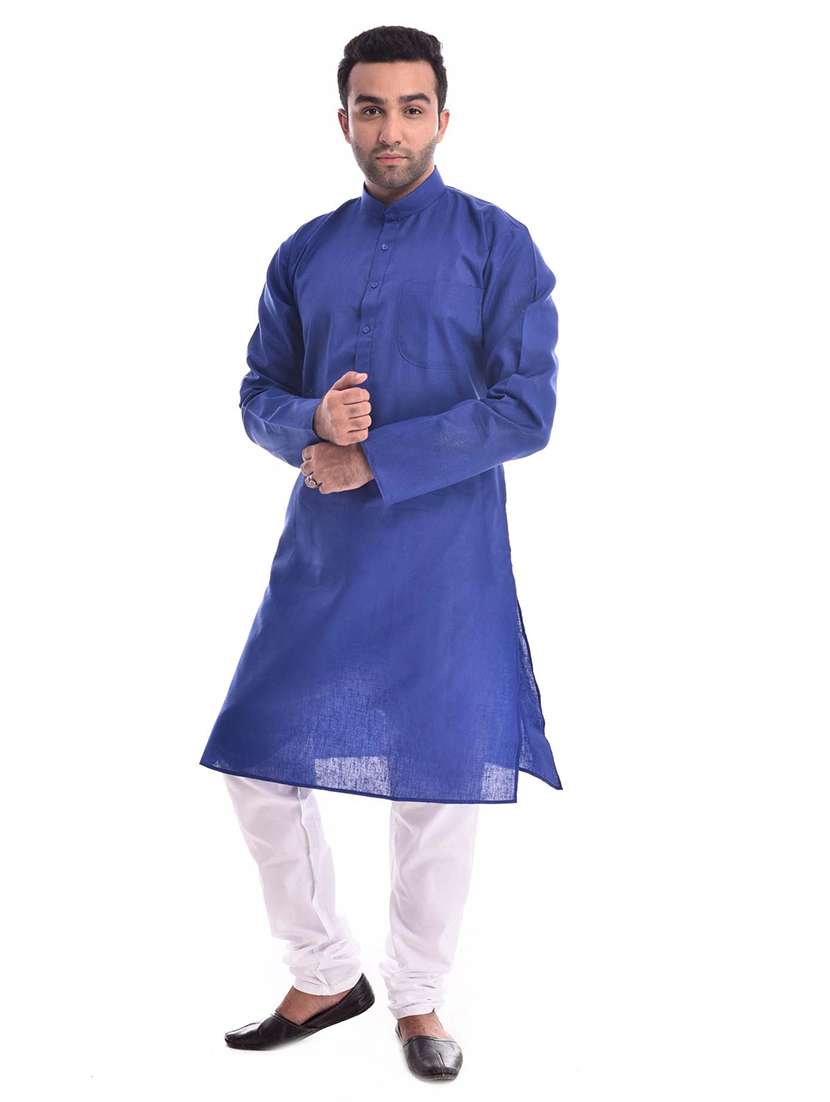mandarin neck solid kurta pyjama set - 19754265 -  Zoom Image - 0
