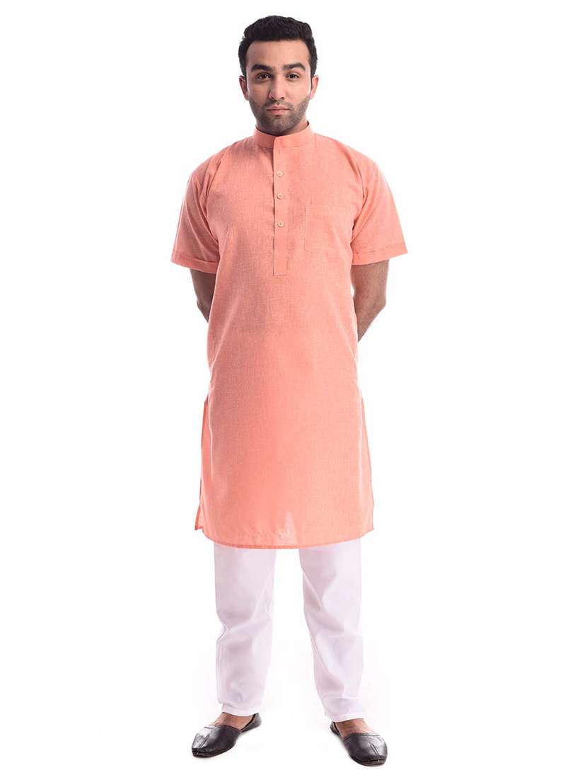 mandarin neck solid kurta pyjama set
