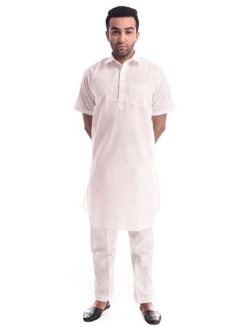 mandarin neck solid kurta pyjama set - 19754273 - Standard Image - 0