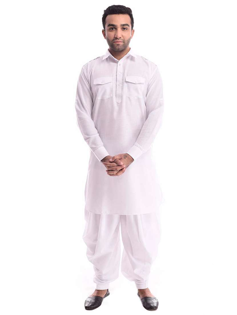 mandarin neck solid kurta pyjama set - 19754285 - Zoom Image - 0