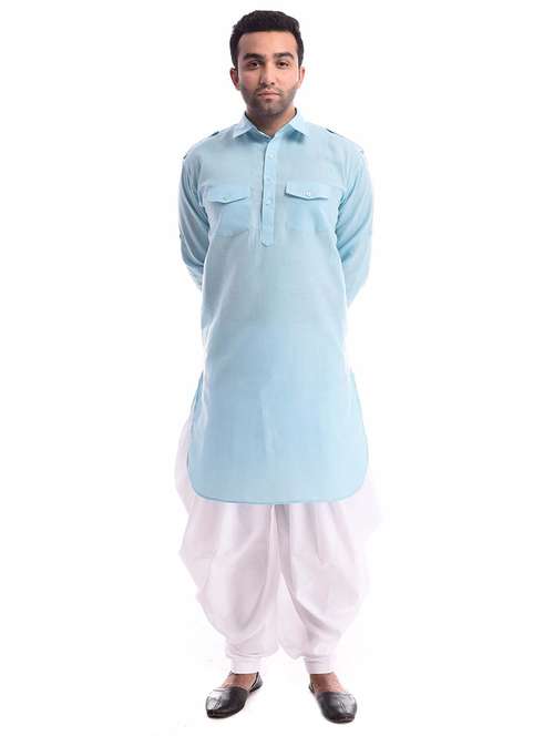 mandarin neck solid kurta pyjama set - 19754288 - Standard Image - 0