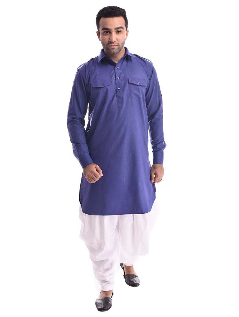 mandarin neck solid kurta pyjama set - 19754290 -  Zoom Image - 0