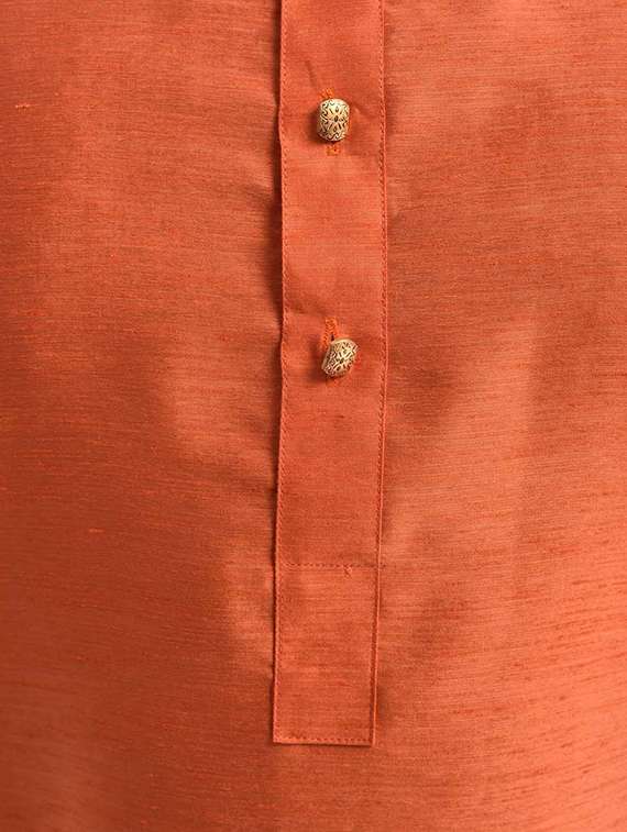 mandarin neck solid kurta pyjama set - 19754297 - Standard Image - 3