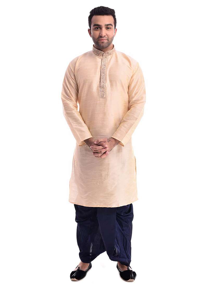 mandarin neck dhoti kurta set - 19754306 -  Zoom Image - 0