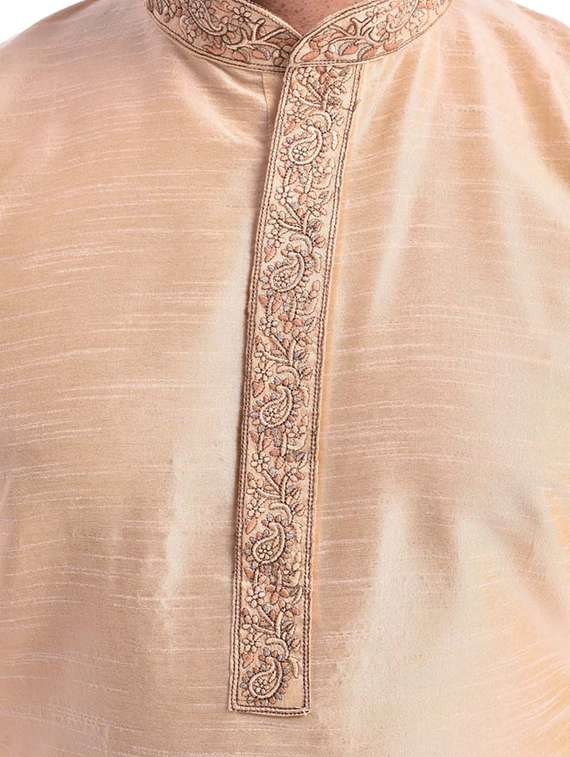 mandarin neck dhoti kurta set - 19754306 - Standard Image - 3