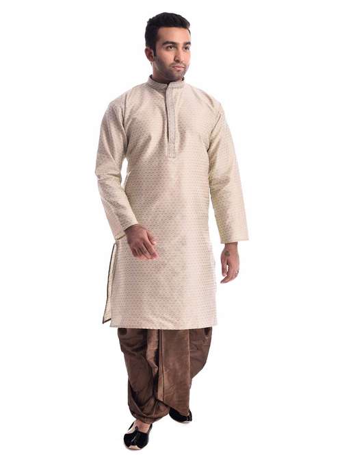mandarin neck dhoti kurta set - 19754310 - Standard Image - 0