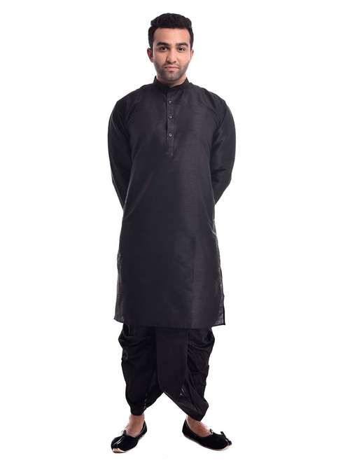 mandarin neck dhoti kurta set - 19754311 - Standard Image - 0