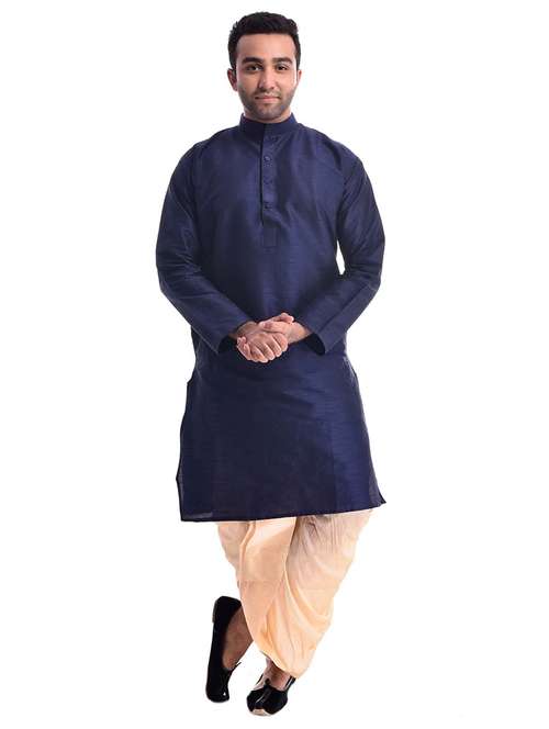mandarin neck dhoti kurta set - 19754322 -  Standard Image - 0