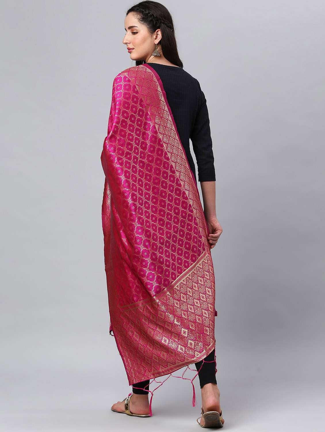 Fuchsia Silk Blend Dupatta