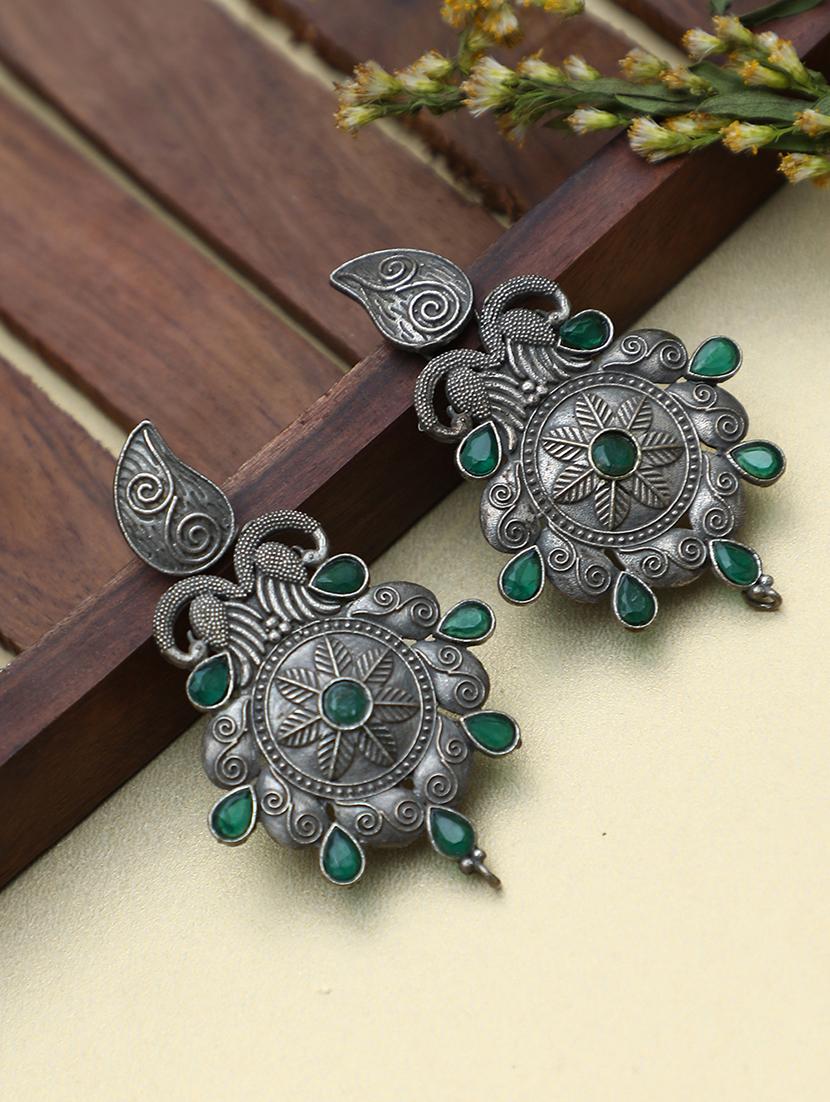 green brass drop earring - 19754969 - Zoom Image - 0