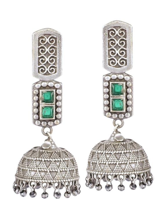 sliver brass oxidised jhumka earring - 19754991 - Zoom Image - 0