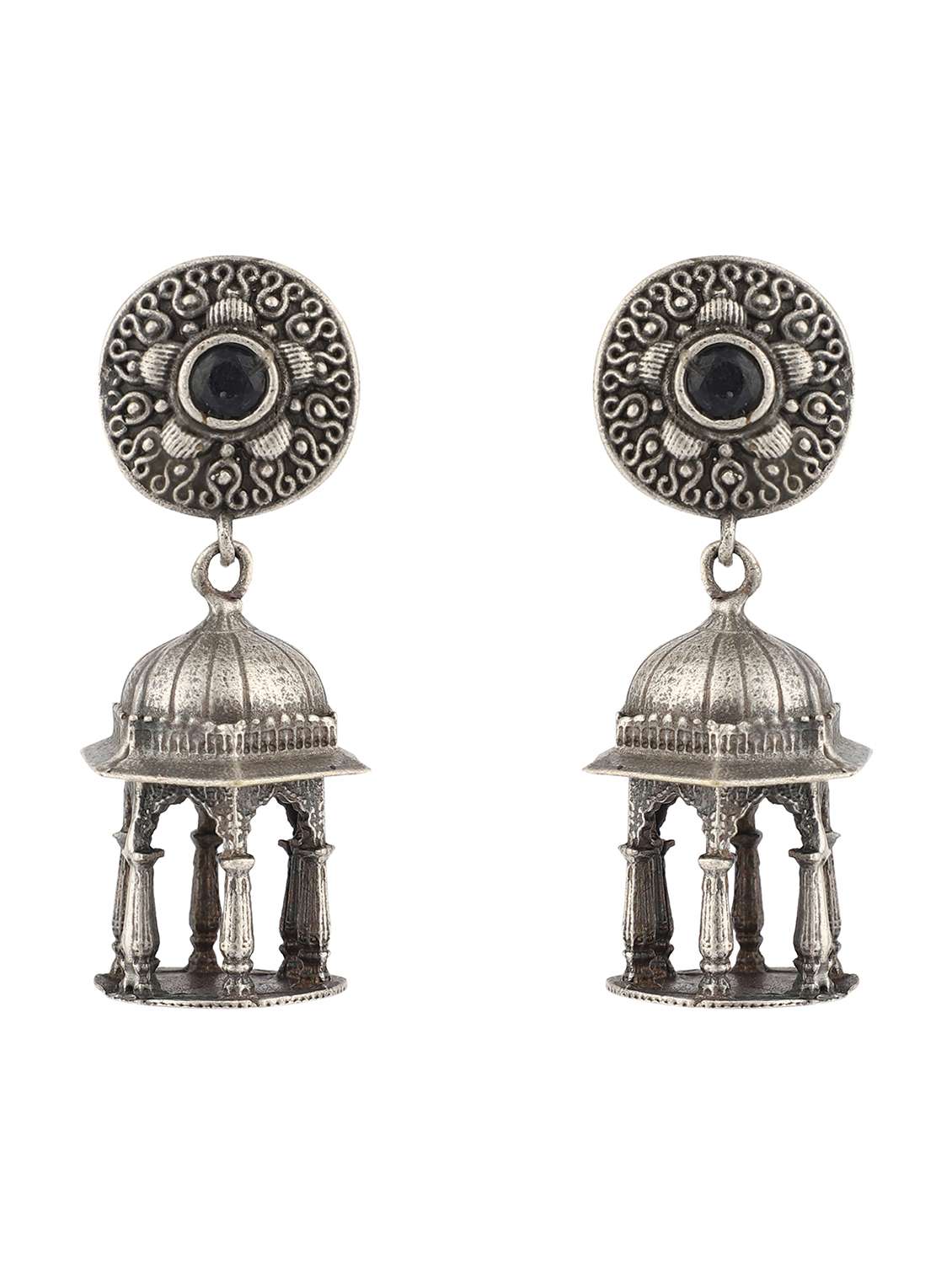 Silver Brass Jhumka Earrings
