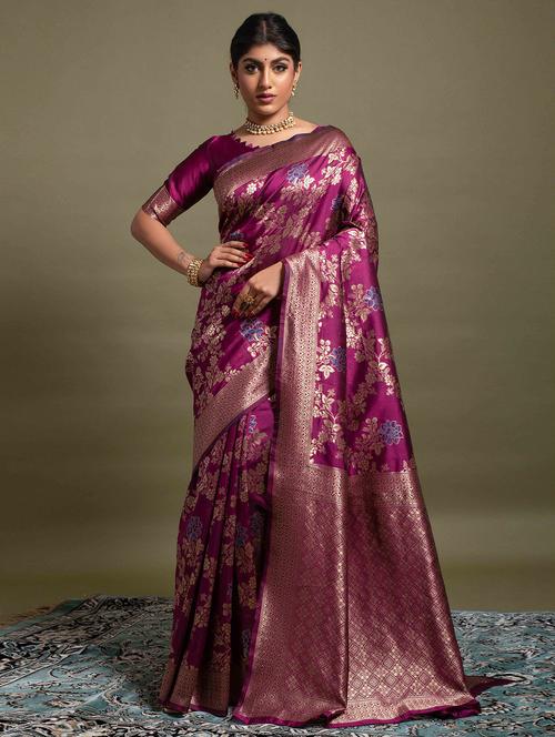 women's banarasi saree with blouse - 19755121 - Standard Image - 0