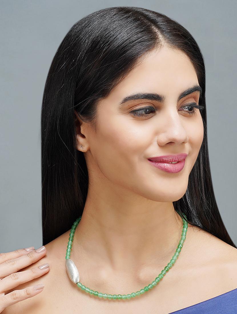 green beads long necklace - 19755189 - Standard Image - 3