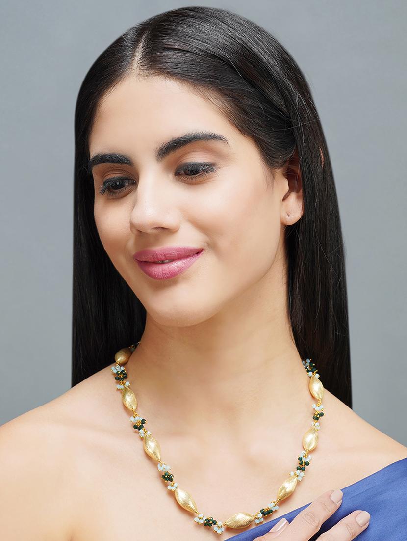 gold brass beads long necklace - 19755193 - Standard Image - 3