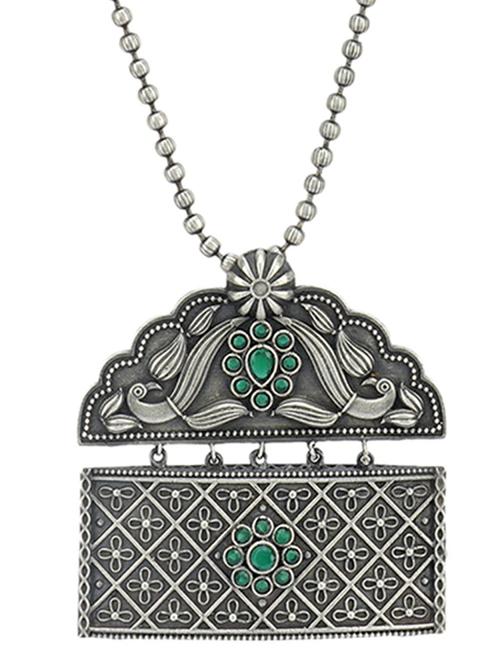 sliver brass oxidised long necklace - 19755195 - Standard Image - 0