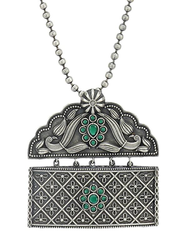 sliver brass oxidised long necklace - 19755195 - Zoom Image - 0