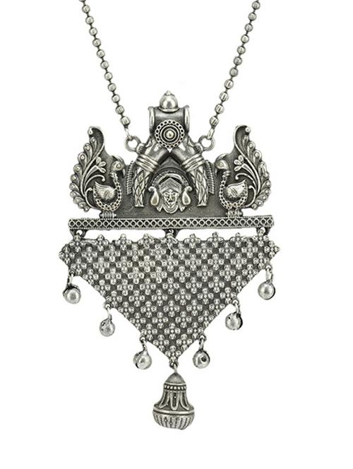 sliver brass oxidised long necklace - 19755196 - Standard Image - 0