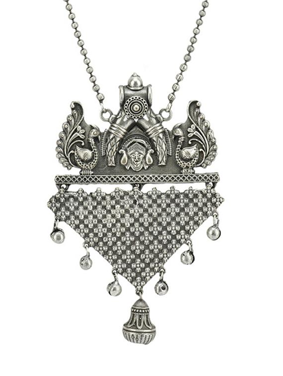 sliver brass oxidised long necklace - 19755196 - Zoom Image - 0